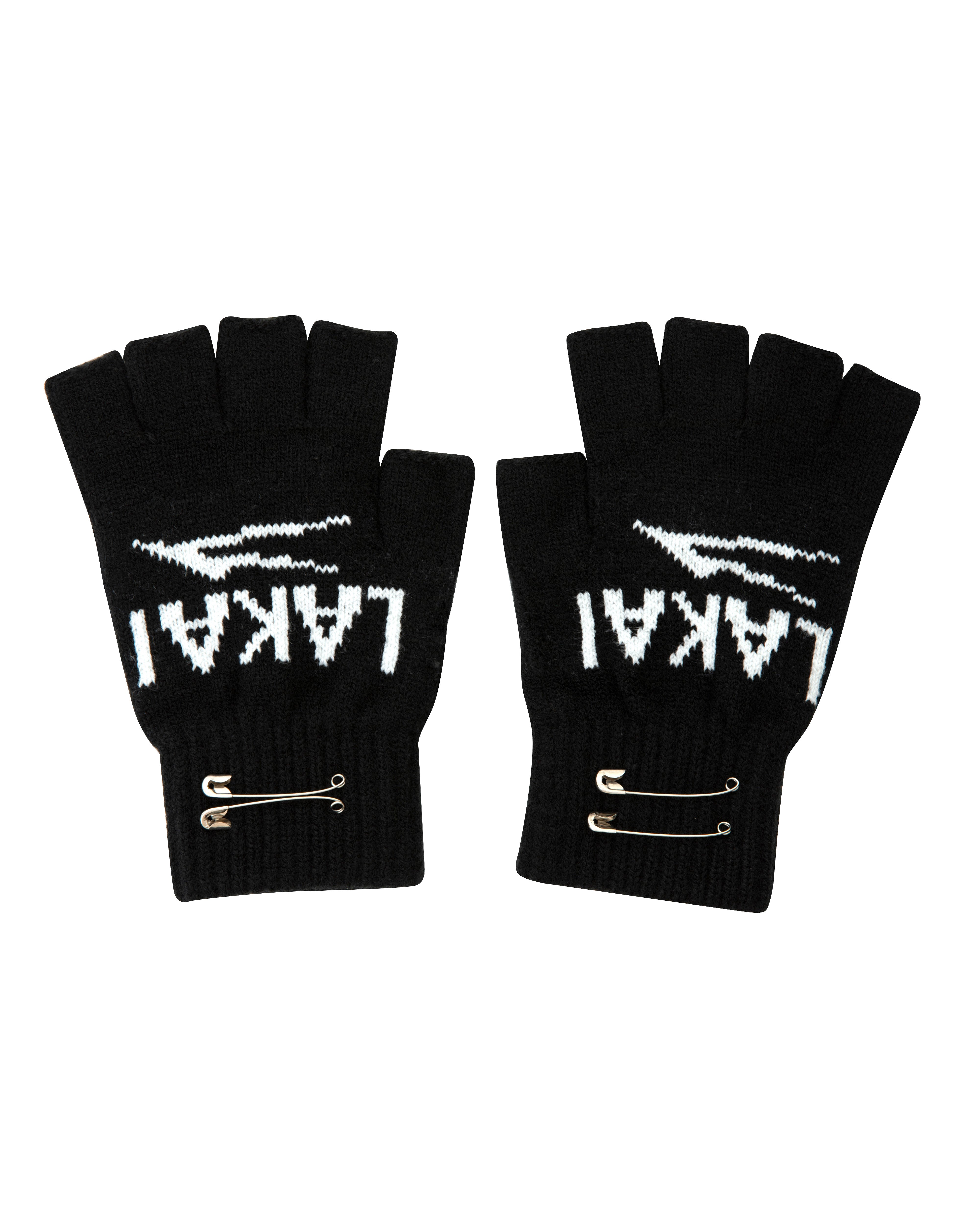 Fingerless Jacquard Gloves - Black
