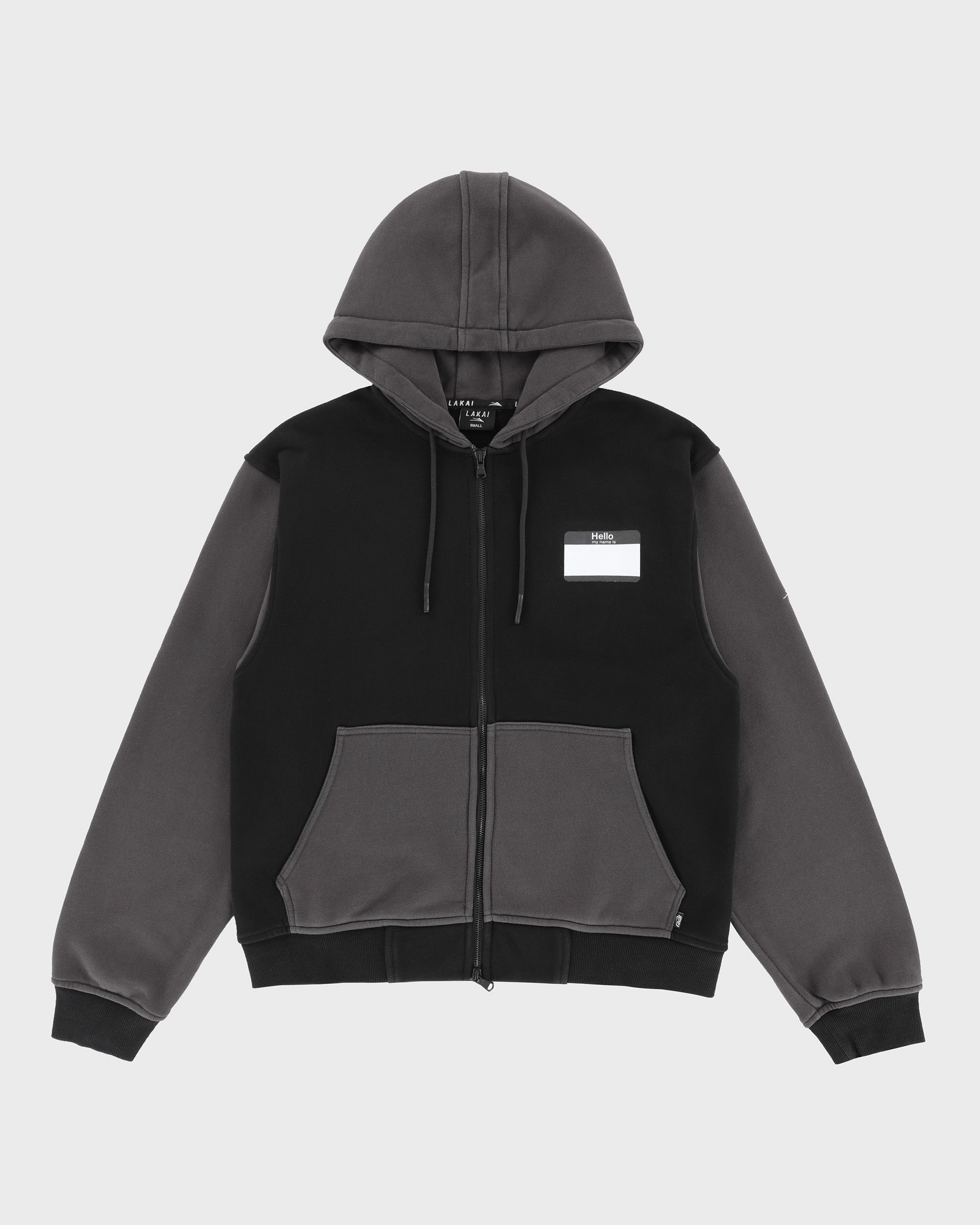 'Hello My Name Is' Zip Up Hoodie - Black